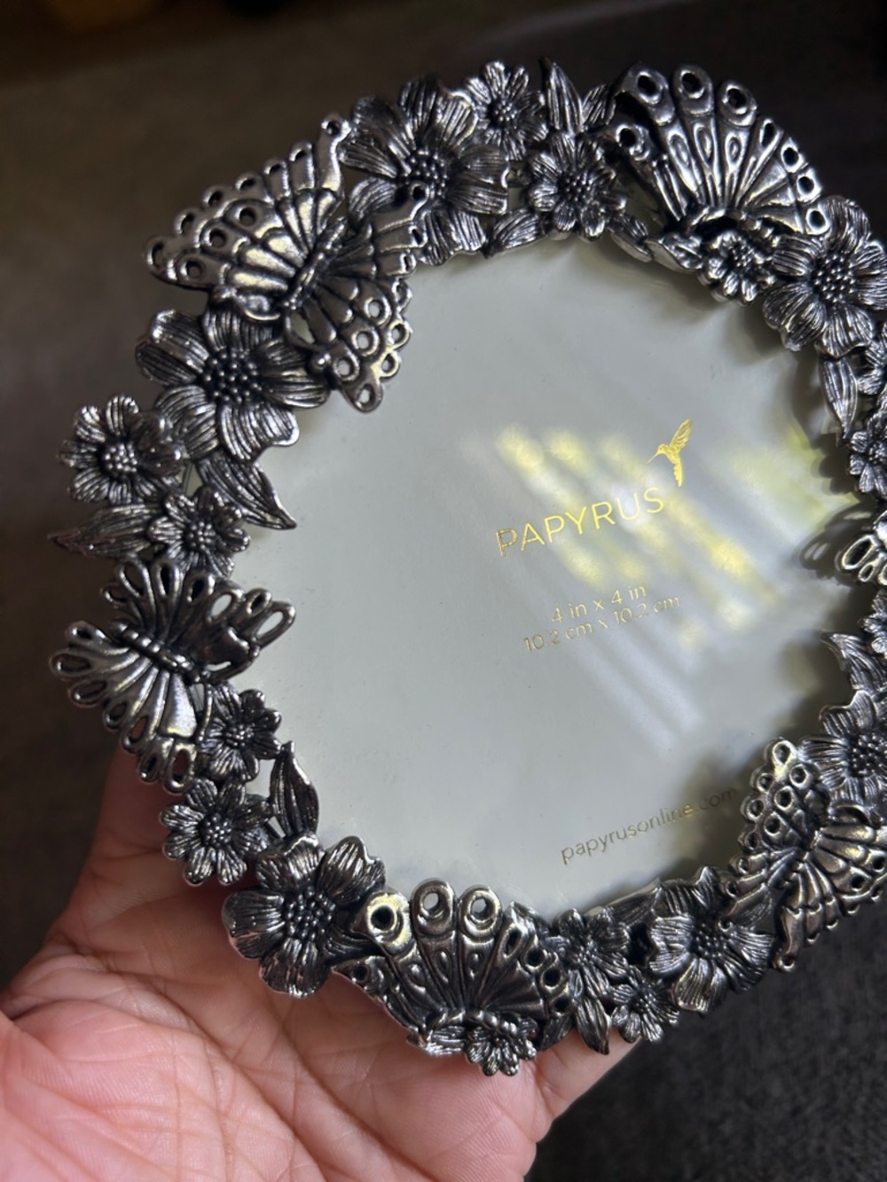 Papyrus Silver Floral & Butterfly Round Frame - Silver Accent - Picture 3 of 7